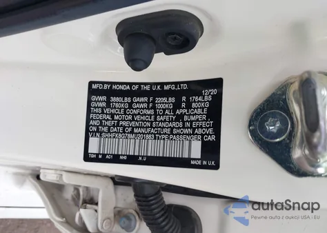 2021 Honda Civic Type R Touring from USA, damaged, VIN SHHFK8G78MU201883